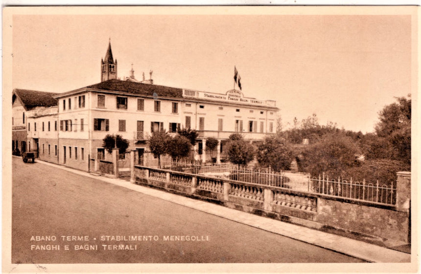 Cartolina antica Abano Terme Stabilimento Menegolli