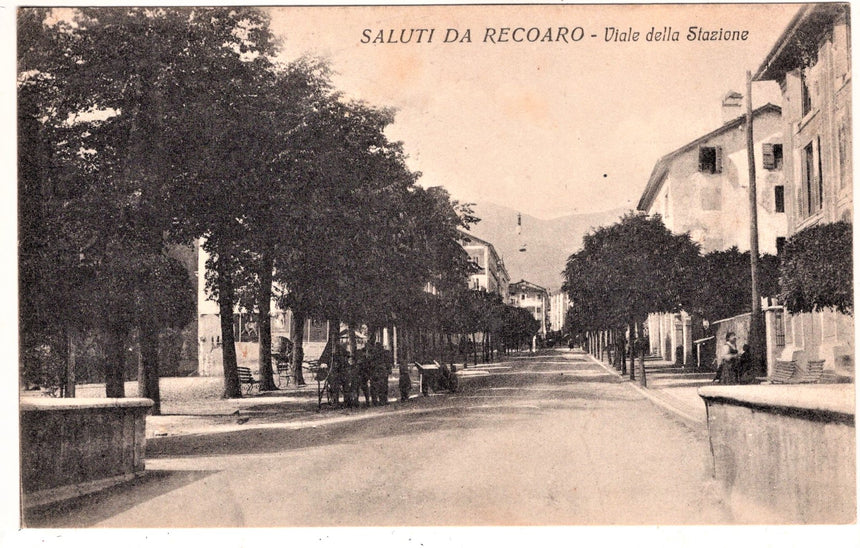 Cartolina antica Recoaro Terme viale Stazione