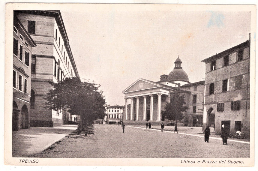 Cartolina antica Treviso piazza Duomo