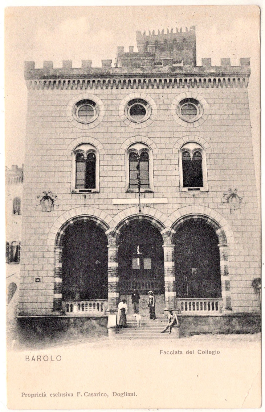 Cartolina antica Barolo facciata del collegio Cuneo