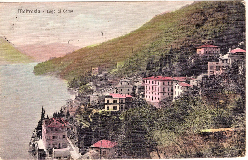 Cartolina antica Moltrasio lago di Como panorama