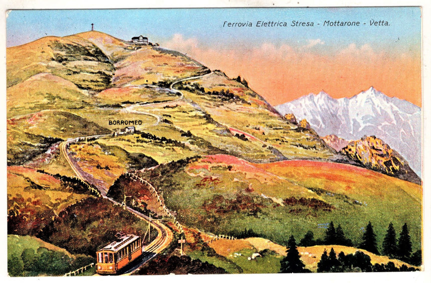 Cartolina antica Stresa Mottarone ferrovia elettrica