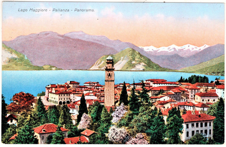 Cartolina antica Pallanza panorama lago Maggiore