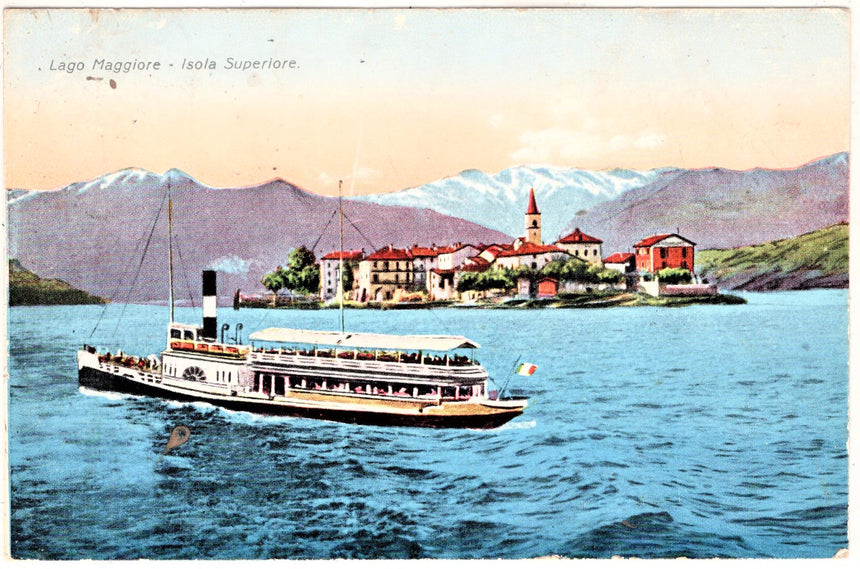 Cartolina antica Lago Maggiore Isola Superiore sped. A Merano