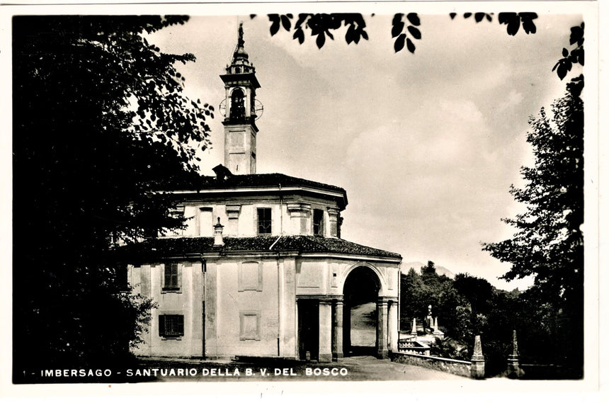 Cartolina antica Imbersago santuario della Beata V.del Bosco Lecco