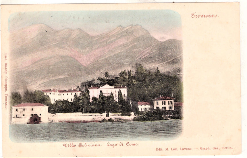 Cartolina antica Tremesso villa Boliviana lago di Como