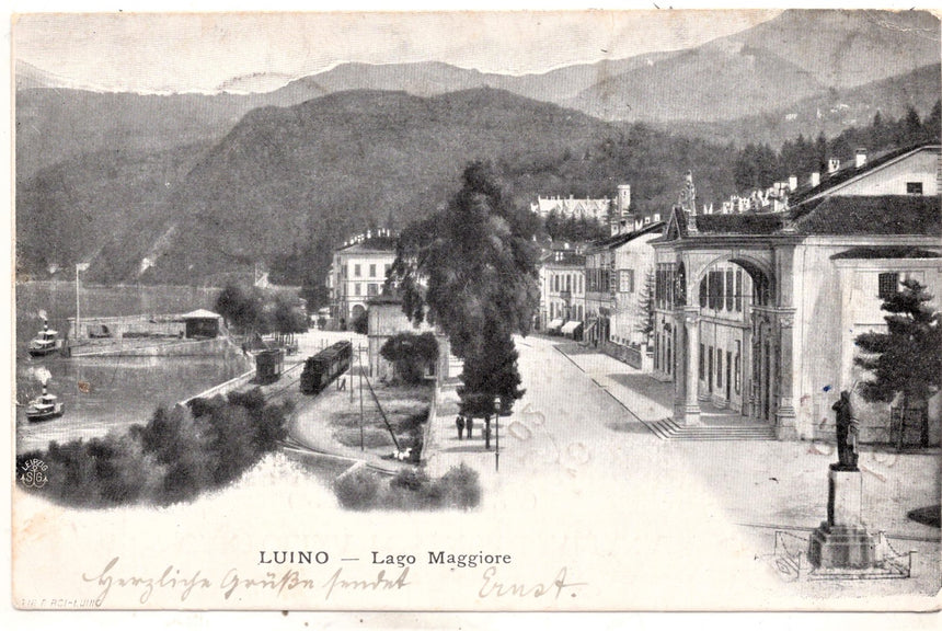 Cartolina antica Luino lago Maggiore