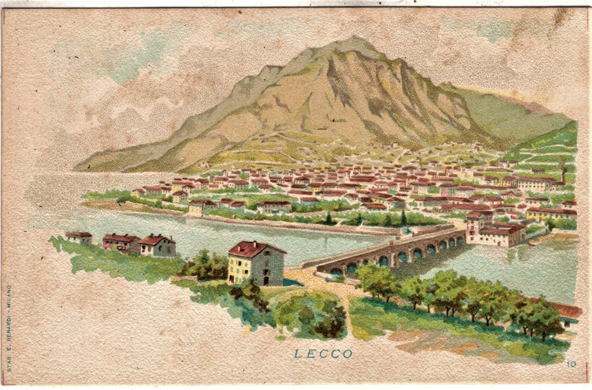 Cartolina antica Lecco panorama