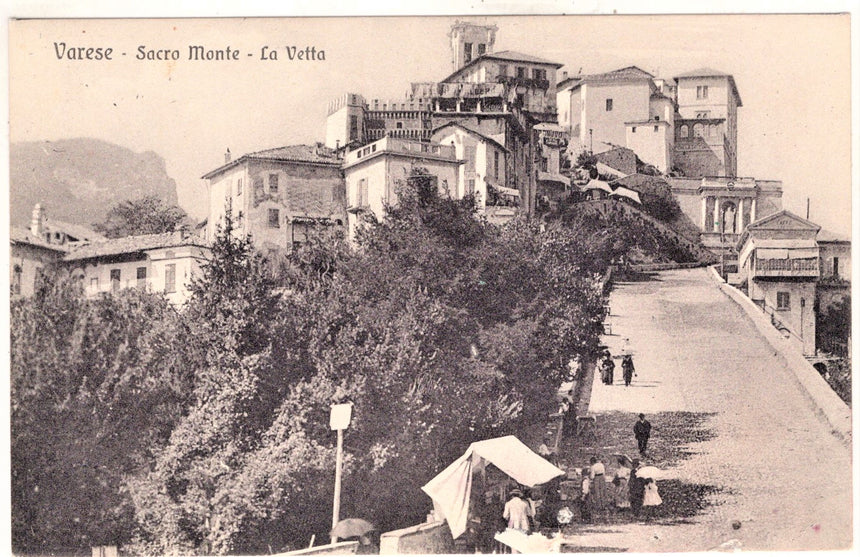 Cartolina antica Varese il Sacro Monte la vette timbro Varese- Como