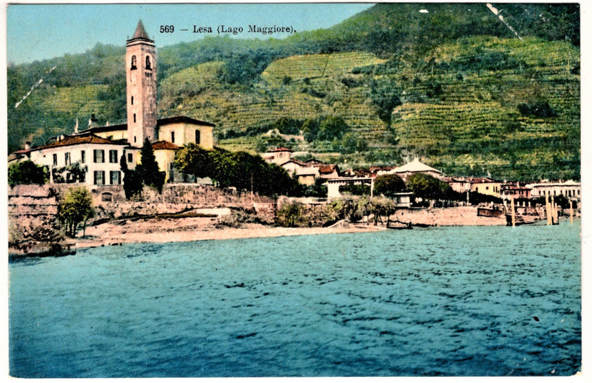 Cartolina antica Lesa lago Maggiore