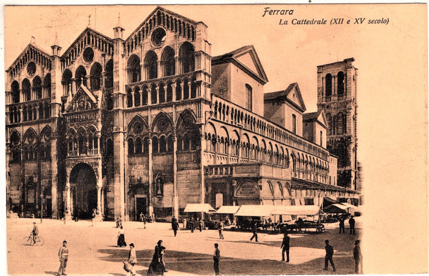 Cartolina antica Ferrara la Cattedrale sped. A Milano