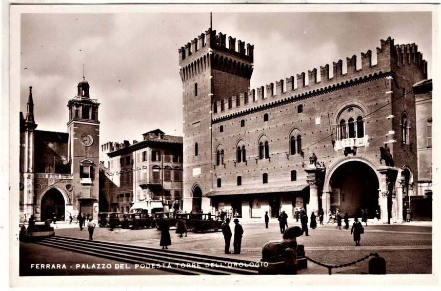 Cartolina antica Ferrara palazzo Podestà scritta viag. In busta