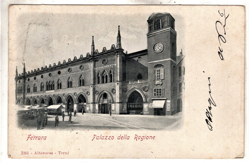 Cartolina antica Ferrara palazzo della Regione spedita a Osimo