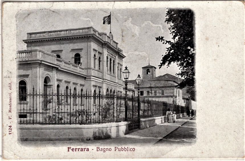 Cartolina antica Ferrara il bagno pubblico