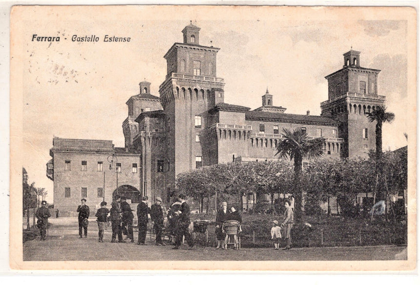 Cartolina antica Ferrara castello Estense