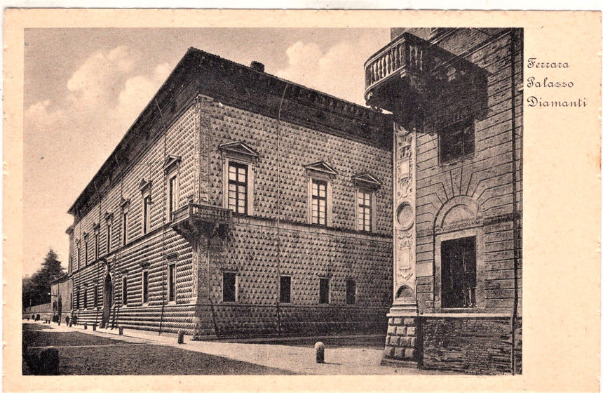 Cartolina antica Ferrara il palazzo Diamanti per Bari