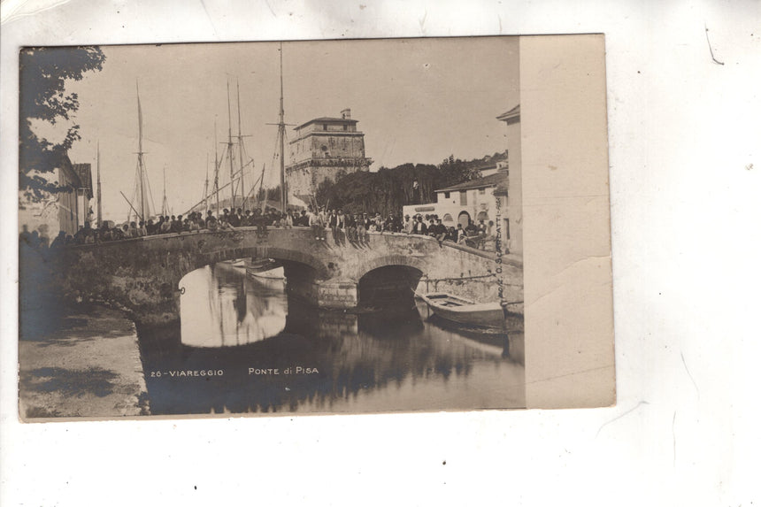 Cartolina antica Viareggio ponte di Pisa foto Scarlatti