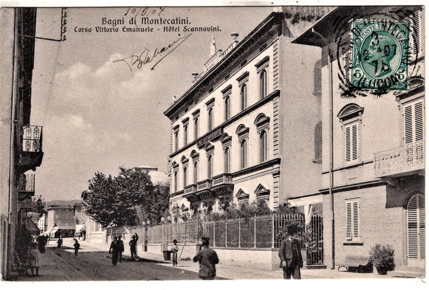 Cartolina antica Montecatini Hotel Scannavini sped.Gendarmeria Salzburg