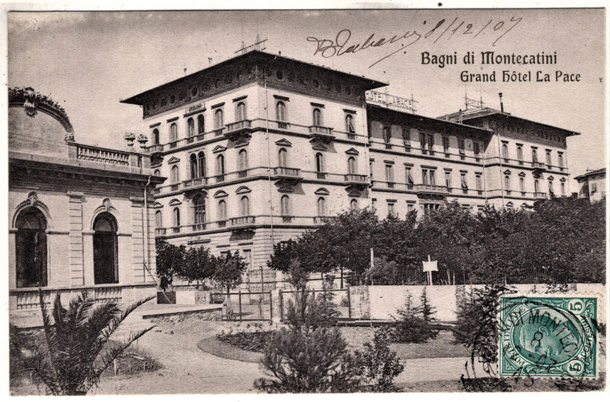 Cartolina antica Montecatini Hotel La ace sped.Gendarmeria Salzburg