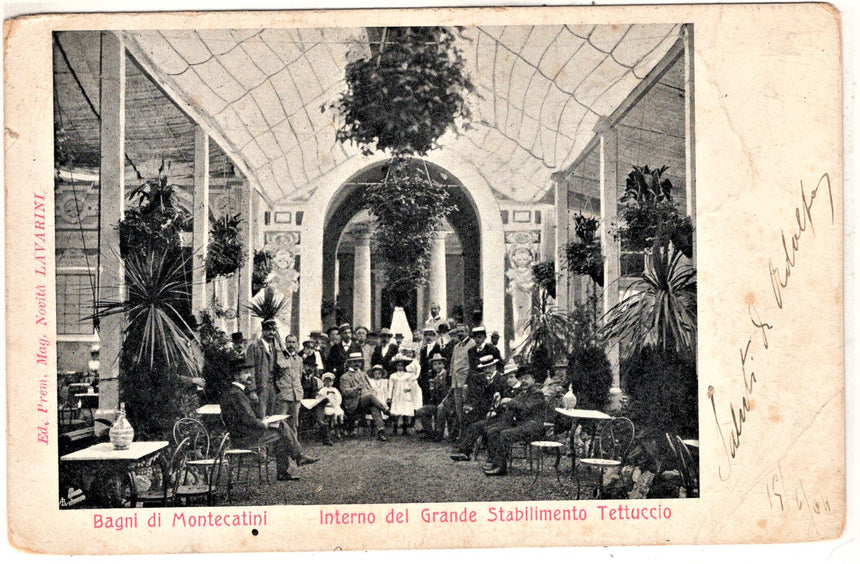 Cartolina antica Montecatini Stabilimento Tettuccio interno