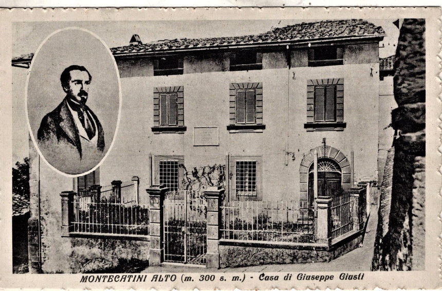 Cartolina antica Montecatini casa di Giuseppe Giusti