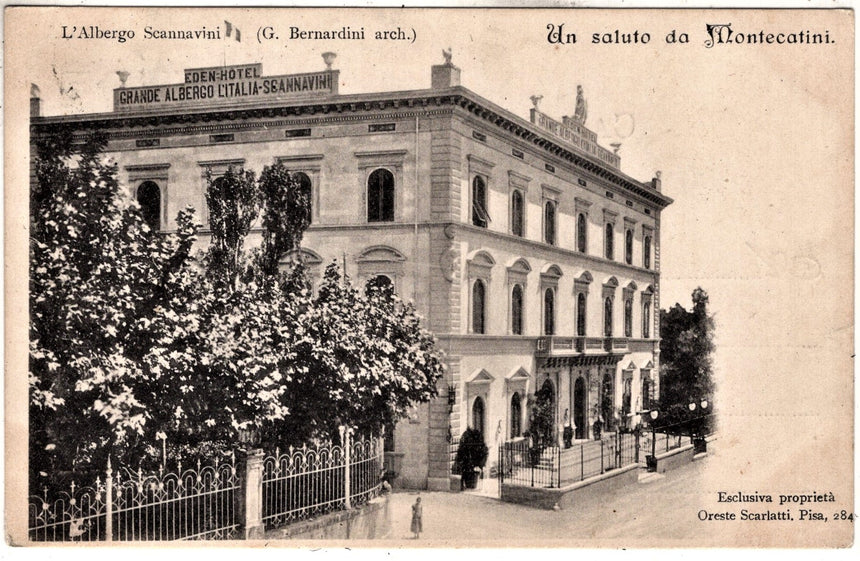 Cartolina antica Montecatini albergo Scannavini