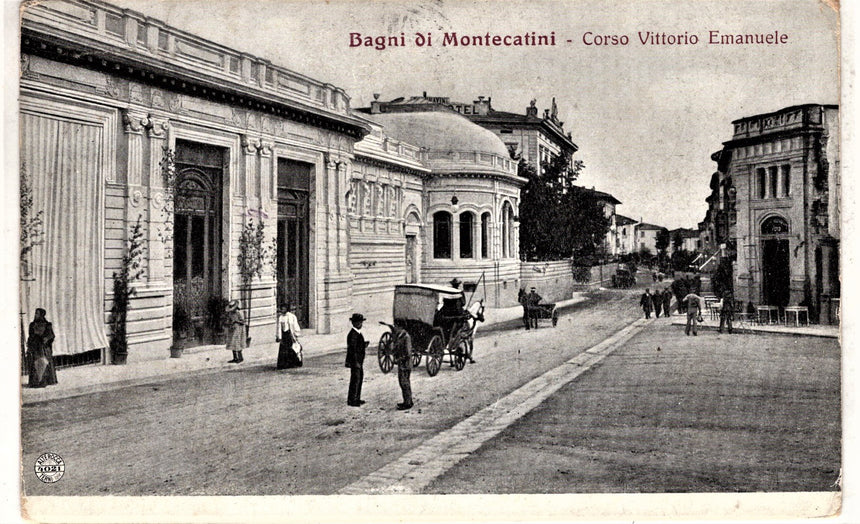 Cartolina antica Montecatini bagni corso Vittorio Emanuele