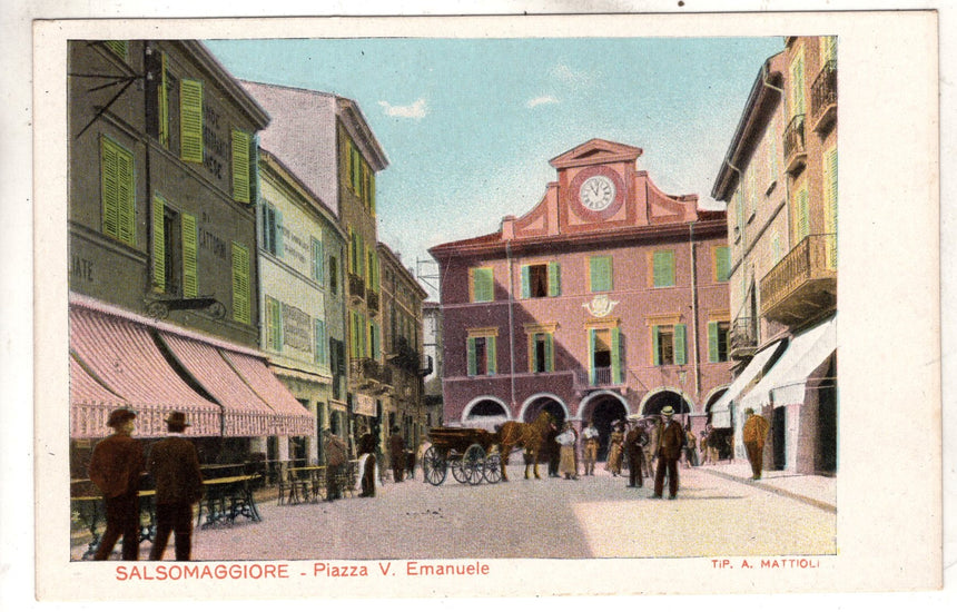 Cartolina antica Salsomaggiore piazza V. Emanuele Parma