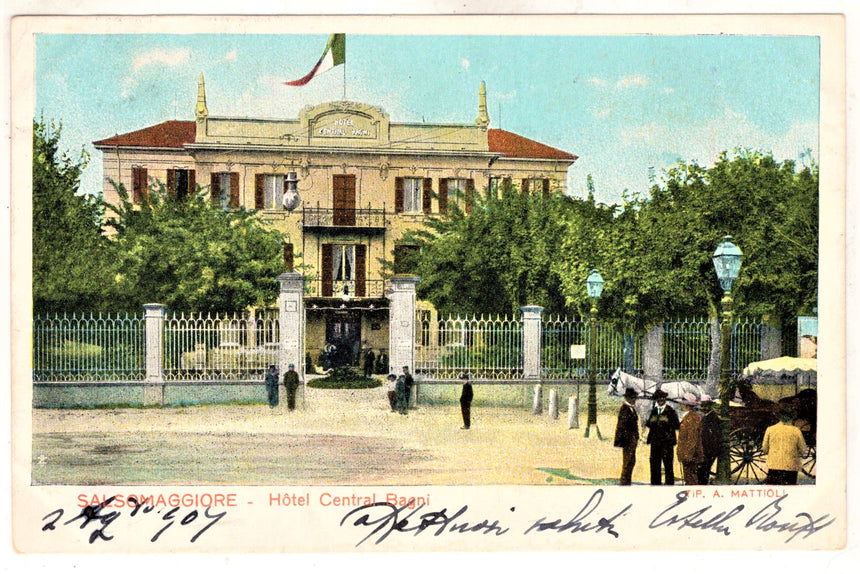 Cartolina antica Salsomaggiore Hotel Central Bagni sped a contessa a Livorno