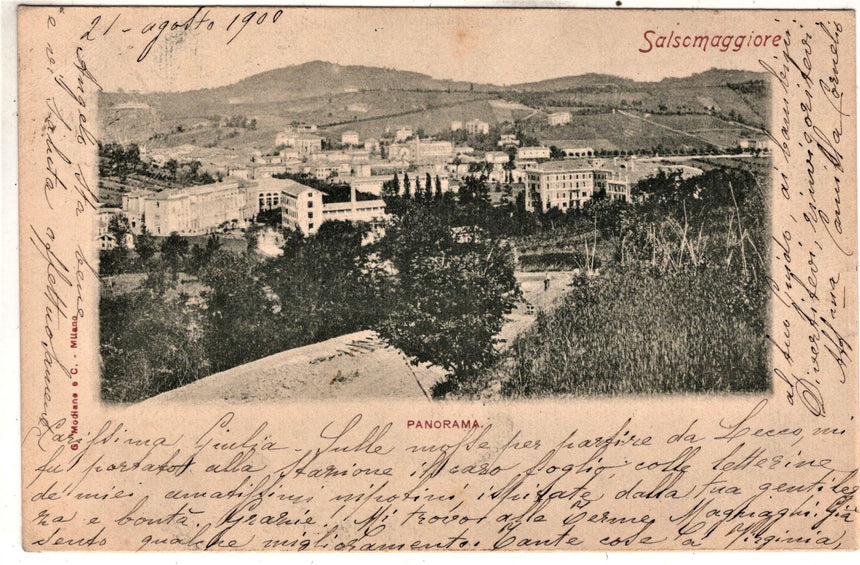 Cartolina antica Salsomaggiore panorama