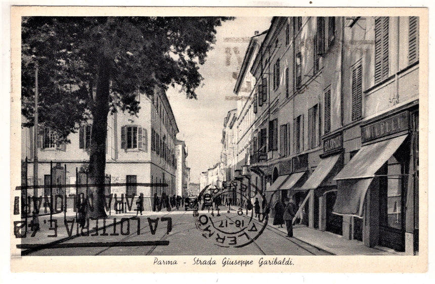 Cartolina antica Parma strada G.Garibaldi