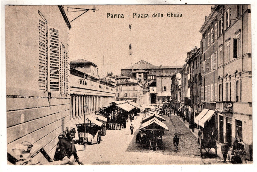 Cartolina antica Parma piazza della Ghiaia