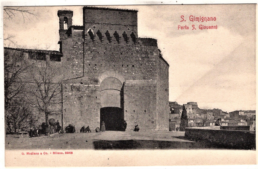 Cartolina antica Siena San Giminiano porta San Giovanni