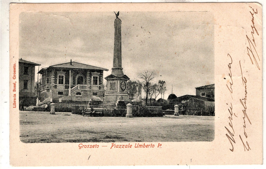 Cartolina antica Grosseto piazzale Umberto I