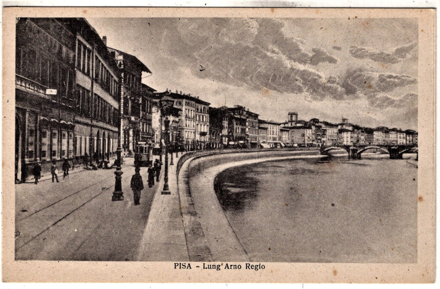 Cartolina antica Pisa Lungo Arno Regio