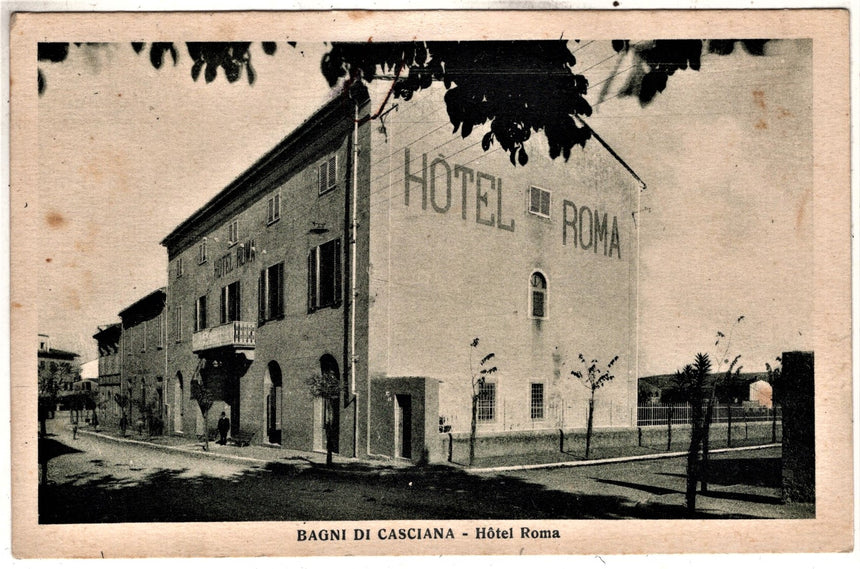 Cartolina antica Pisa saluti da bagni di CascianaHotel Roma