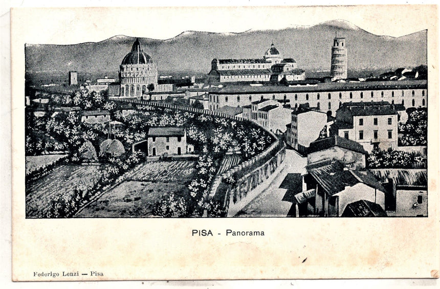 Cartolina antica Pisa panorama