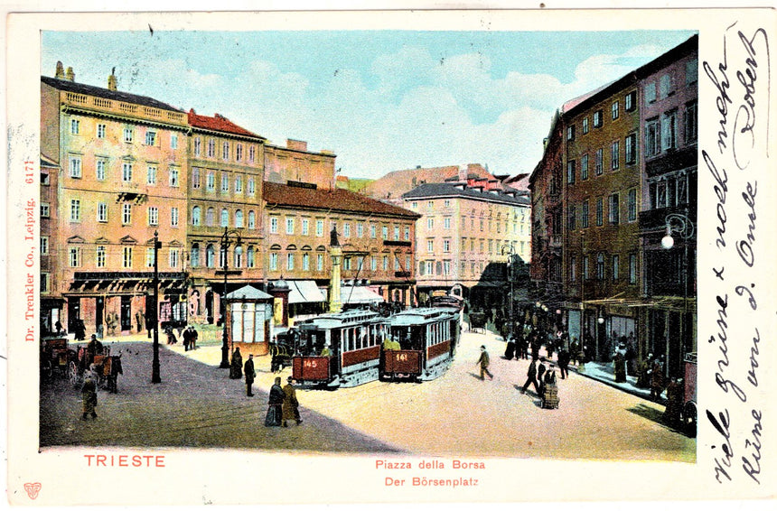 Cartolina antica Trieste piazza della Borsa