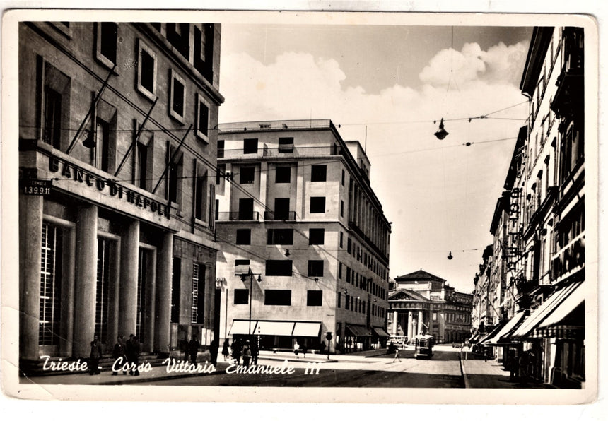 Cartolina antica Trieste Corso V.Emanuele scritta in tedesco viag. In busta