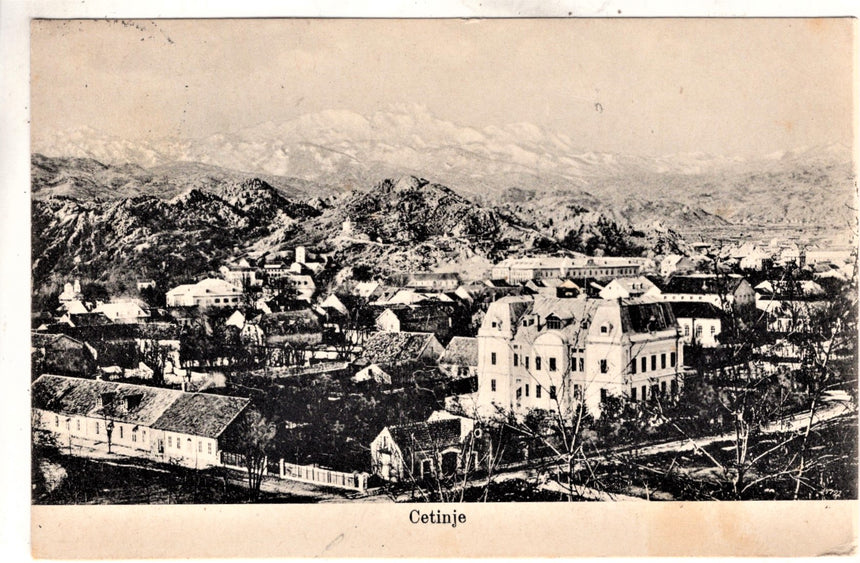 Cartolina antica Cetinje panorama Montenegro