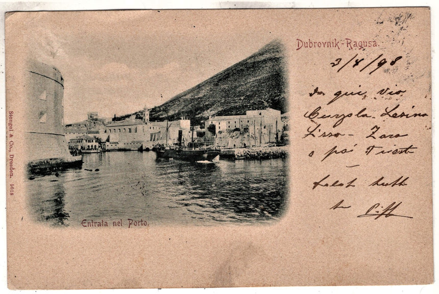 Cartolina antica Ragusa Dubrovnik panorama spedita a Trieste