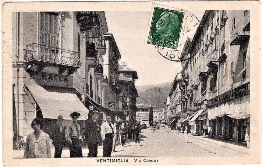 Cartolina antica Ventimiglia via Cavour