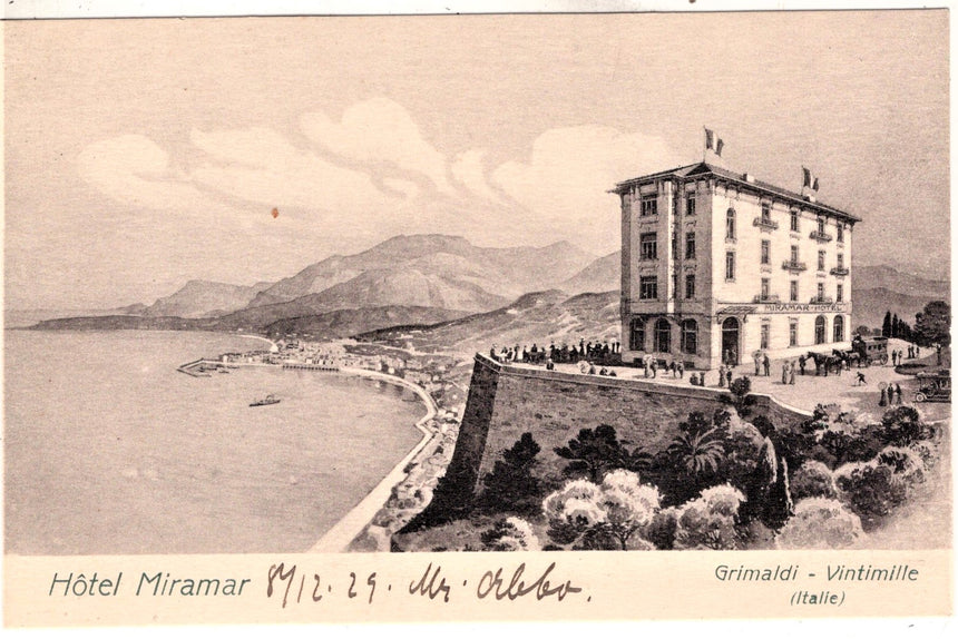 Cartolina antica Ventimiglia Grimaldi Hotel Miramar