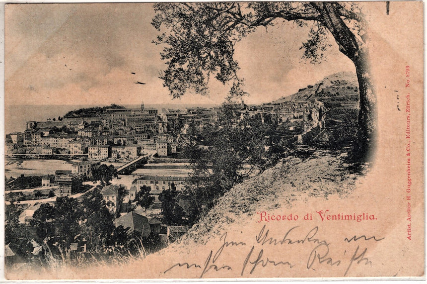 Cartolina antica Ventimiglia panorama sped. a Klagenfurt Austria