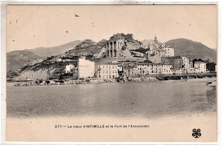 Cartolina antica Ventimiglia et le Fort de Annonciato