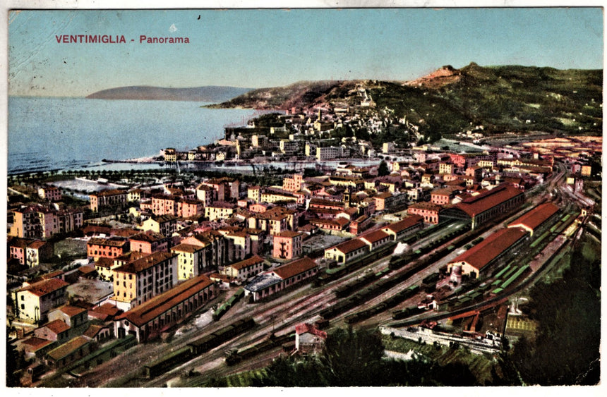 Cartolina antica Ventimiglia vie generale et Gare Internationale