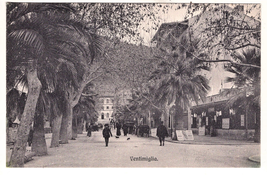 Cartolina antica Ventimiglia con cinema internazionale