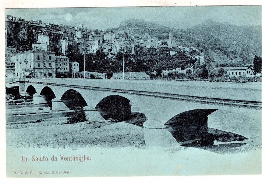 Cartolina antica Ventimiglia un saluto panorama