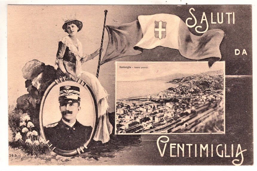 Cartolina antica Ventimiglia saluti