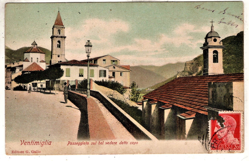 Cartolina antica Ventimiglia passeggiata sul belvedere